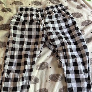 black and white plaid PJ pants